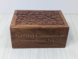 Faithful Companion Greensboro NC wooden pet urn carved wooden box  dog cat - $19.79