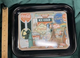 Vintage Metal Coca-Cola Serving Tray with Numerous Coke Signage ~ Circa ... - £7.84 GBP