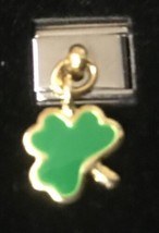 3 Leaf Clover Dangle Italian Charm Enamel Link 9MM K47 - £11.96 GBP