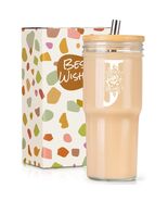 Personalized Initial Glass Cup 24oz Tumbler w/Lid Straw Monogram Gift fo... - $270.40 MXN