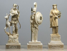 Set 3 Greek Roman Goddess ΑΤΗΕΝΑ Artemis Demeter Statue Sculpture Figure - £44.10 GBP