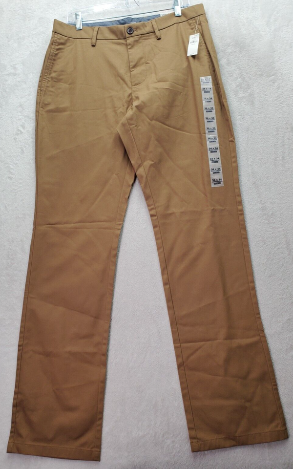Primary image for Old Navy Dress Pants Mens Size 34 Brown Cotton Pockets Flat Front Straight Leg