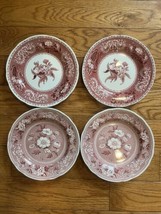 4 Spode Salad Plate Dish Lot Archive Collection Cranberry Collectible Dinnerware - £33.31 GBP