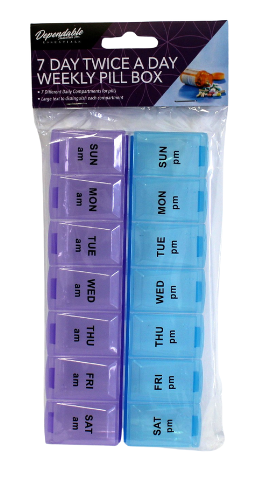 AM PM Pill Case 7 Day 2 Times a Day Weekly Pill Box  Large Pill Organizer - $7.91