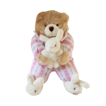17" Vintage 1993 Plush Creations Teddy Bear W/ Bunny Slippers Stuffed Animal Toy - £51.54 GBP