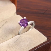0.7 Carat Natural Amethyst Ring in Silver, Amethyst Wedding Band, Sterling Silve - £27.62 GBP