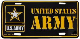 U.S. US United States Army Star Gold Black Aluminum 6&quot;x12&quot; License Plate... - $4.88