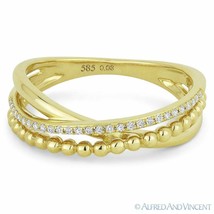 0.08 ct Diamond Right-Hand Multi Arch Stackable Overlap Ring in 14k Yellow Gold - £381.75 GBP