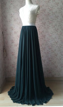 Dark Green Plus Size Maxi Chiffon Skirt Outfit Bridesmaid Maxi Chiffon Skirt image 3