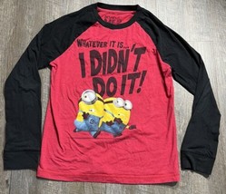 Boys Kids Medium Despicable Me Minions Long Sleeve Shirt Red Graphic - £4.66 GBP