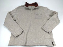 Mens Woolrich Pull Over Quarter Top Button Jacket Fleece Beige Long Sleeve Sz XL - £19.74 GBP