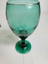 Vintage Goblet Wine Glass Green Glassware Drinkware Cup VTG 7&quot; - £18.69 GBP