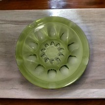 Hazel Atlas Glass Avocado Green Ashtray 6 5/8” round Tobacciana MCM - $27.16