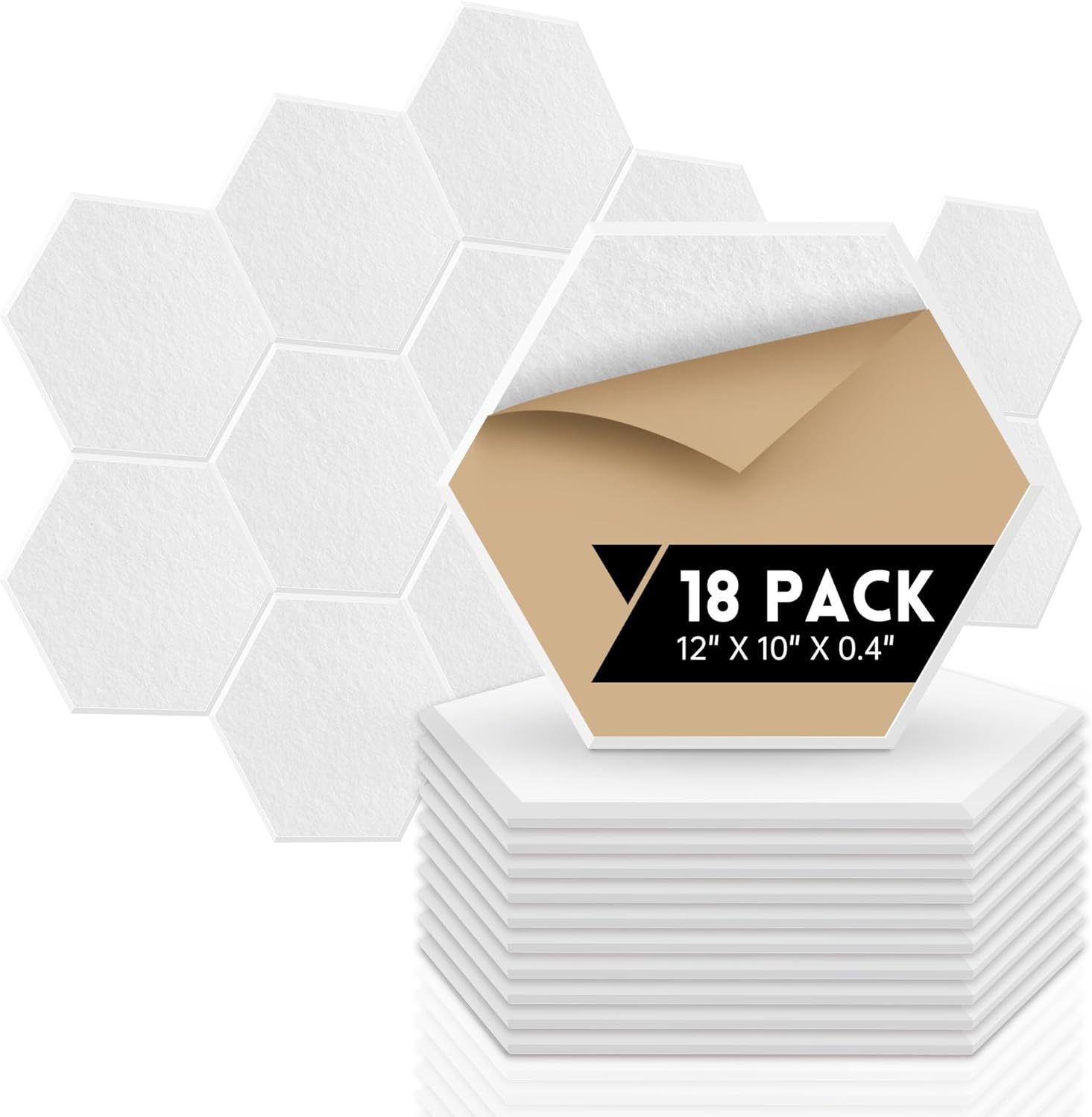18 Pack Self-Adhesive Acoustic Panels, 12&quot; X 10&quot; X 0.4&quot; Sound Absorbing,... - $40.96