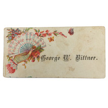 VICTORIAN CALLING CARD - hand holding fan flowers friendship truth - Geo Bittner - £6.27 GBP