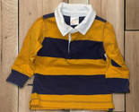 Hanna Anderson Boys Size 2T Long Sleeve Polo Collared Shirt Striped Gold... - $12.86