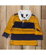 Hanna Anderson Boys Size 2T Long Sleeve Polo Collared Shirt Striped Gold... - £10.26 GBP