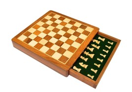 chess set wood handmade wooden chessboard with storage 12 inches - £53.93 GBP