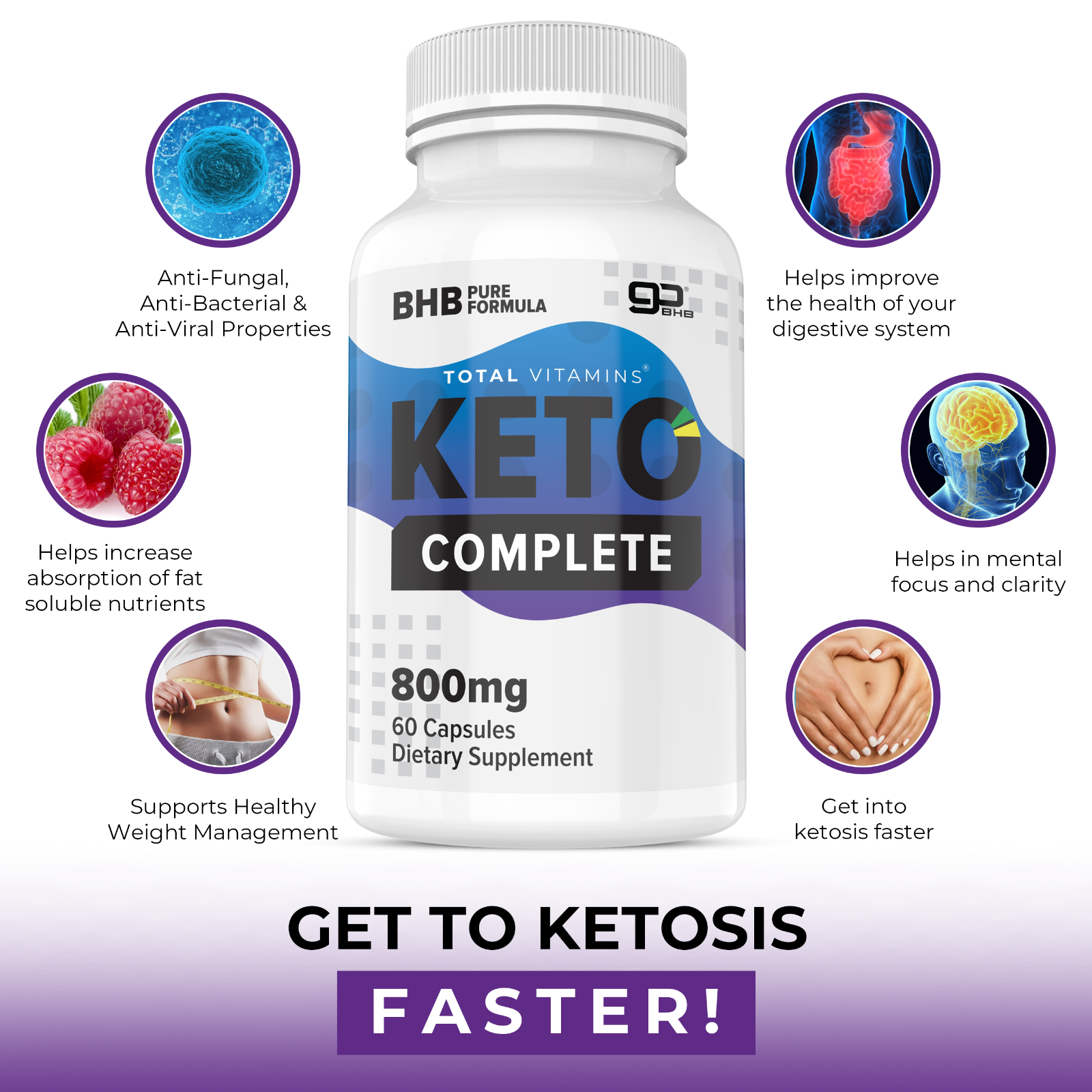 2 Bottles Keto Complete Diet Pills 800mg BHB Exogenous Fat Burner Weight Loss Item image 5
