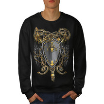 Wellcoda Shield Iron Art Fantasy Mens Sweatshirt, Crest Casual Pullover Jumper - £24.11 GBP+