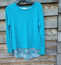 Crown &amp; Ivy Sweater Top Gold Buttons Solid Top Floral Bottom Small NWOT - £17.08 GBP