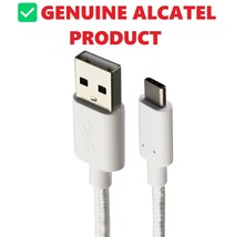 Alcatel 3.3ft USB-C Charge &amp; Sync Cable (Braided) - White (CDA0000149CF) - £5.30 GBP