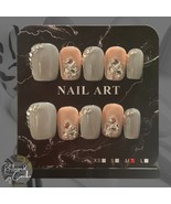Silver and Mauve Short Square Press On Nails  - Size Medium - $15.00