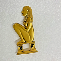 Egyptian Cleopatra Brooch Pin RMA Stamp Brushed Matte Gold Tone Lapel Ar... - $26.89