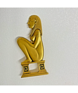 Egyptian Cleopatra Brooch Pin RMA Stamp Brushed Matte Gold Tone Lapel Ar... - $36.69 CAD