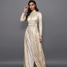 Full Sleeves Moroccan Caftan Evening Dress A-Line Special Occasion Dubai Formal  - £399.66 GBP