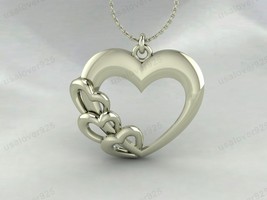 Multi Heart Shape 925 Sterling Silver Handmade Modern Pendant Necklace J... - $54.60 CAD+