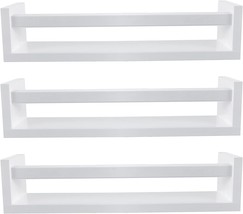 Birola Nursery Book Shelves Classic White Set Of 3,Wood Floating Nursery, White - £31.28 GBP