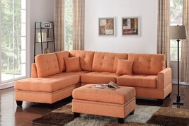 Albi 3-Piece Sectional Sofa Set with Ottoman Covers in Citrus Polyfiber - £816.83 GBP