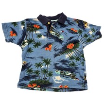 Tommy Hilfiger Boys Polo Shirt Size 3T Blue Hawaiian Tropical Palm Tree ... - $15.84