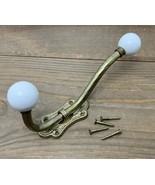 Victorian Double Coat Hat Hook Brass and Porcelain Reclaimed Salvage - €38,64 EUR