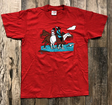 Vintage T-Shirt Maiden West &#39;91 Native American Horse Oneita Red Size XL... - $29.69