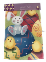 Happy Easter House Garden Yard Flag 12x18 Colored Easter Eggs Bunny Baby Chicks - £17.13 GBP