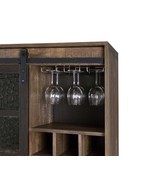Treju Wine Cabinet, Obscure Glass, Rustic Oak &amp; Black Finish - $444.87 CAD