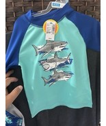 Boys XS/TP Shirt And Swim Trunks With Sharks Teal And Blue New With Tags - €12,63 EUR
