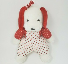 Vintage 1994 Ace Novelty White & Red Polka Dot Puppy Dog Stuffed Animal Plush - $46.55