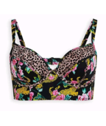Torrid Floral Cheetah Swimsuit Size 1 Top Tropical Leopard Black Pink Un... - $39.99