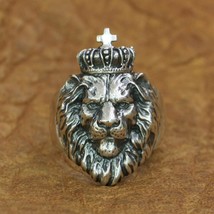 Linsion 925 sterling silver lion king ring mens biker punk animal ring ta190 us size 7 thumb200