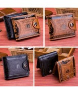 Mens Leather Bifold Wallet &amp; Card holder - Black or Brown with magnet latch - £15.17 GBP