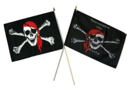 AES 12x18 12&quot;x18&quot; Wholesale Combo Pirate Red Hat &amp; Surrender Booty Stick Flag - £8.69 GBP