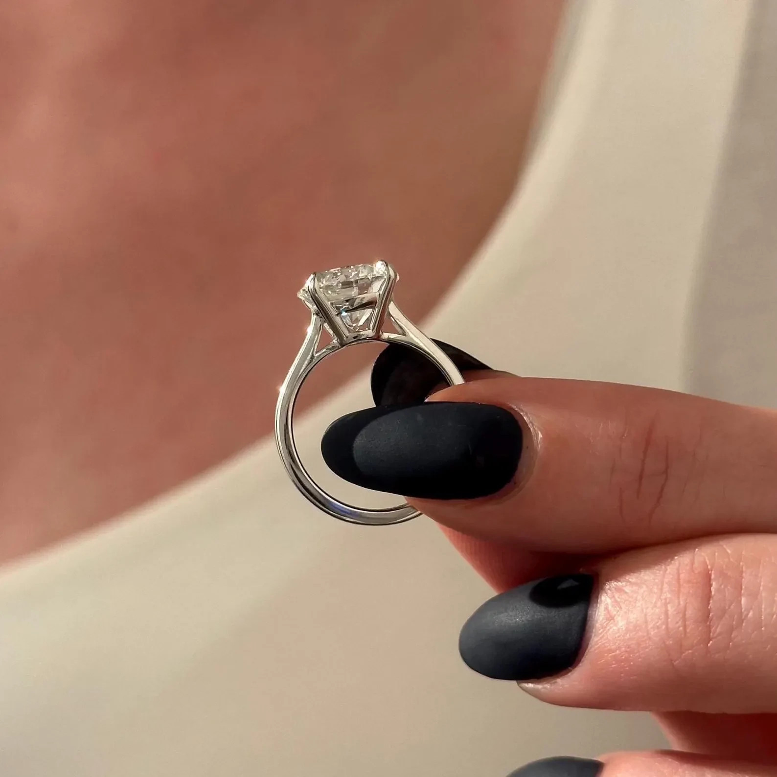 4 Carat E VVS2 Round Brilliant Diamond Cathedral Engagement Ring in White Gold Item image 5