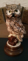 8.5&quot; Textured Hand-Made Brown &amp; White Ceramic Owl - £5.57 GBP