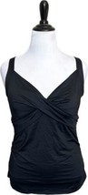 Lands End Twist Front Tankini Swimsuit Top Size 14 Solid Black Underwire... - $44.55