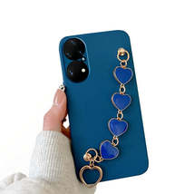 Anymob Huawei Phone Case Royal Blue Heart Shape Strap Soft Silicone Back Cover - £18.86 GBP