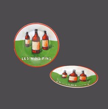 Pair of Danica hors d&#39;oeuvres | wine and cheese plates saying Les vins fins. - £48.79 GBP