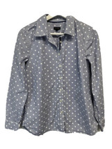 Talbots Blue, White Button Front Cotton Long Sleeve Career Casual Top Blouse - £23.36 GBP